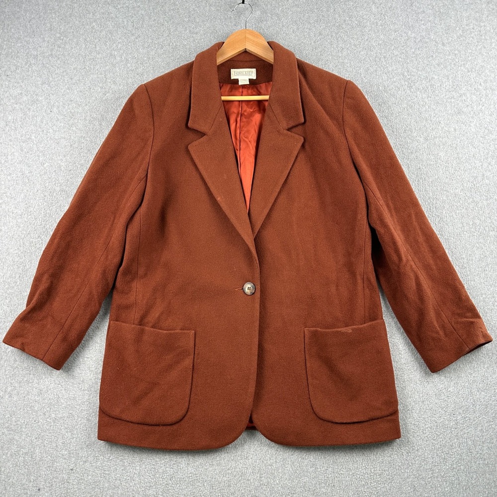 Vintage 80s Lands End Blazer Womens 10 Brown Wool Cashmere Made in USA